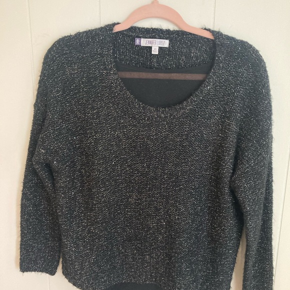 Jennifer Lopez Glitter Knit 3/4 Sleeve Sweater w/ Sheer Underlayer size XS NWOT - Picture 8 of 8